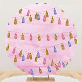 Lofaris Gold Glitter Round Pink Birthday Backdorp For Girl